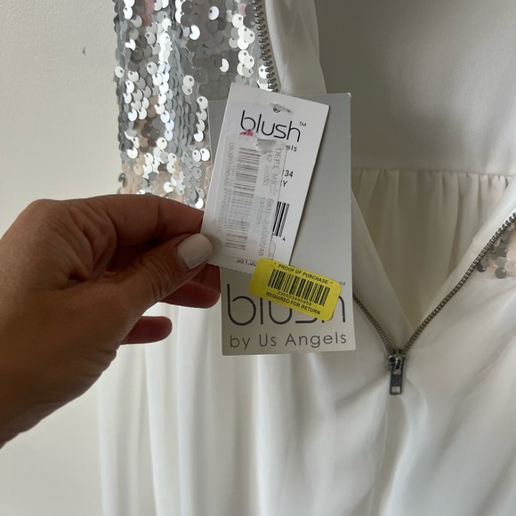 NWT Girls Blush and Silver Sequin Formal Dress Size 12 Blush Brand - Picture 9 of 9